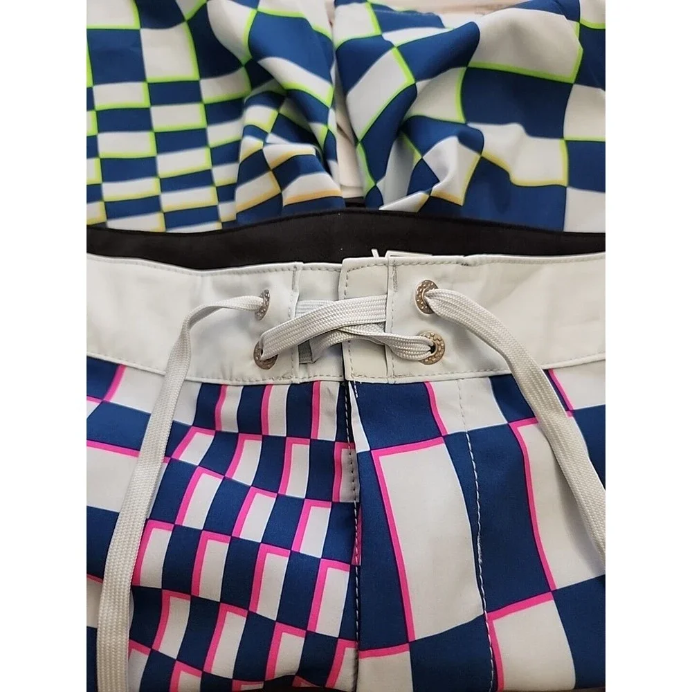 Vans Skewed Checkerboard 18 Boardshorts Mens 30 Blue Stretch NEW
